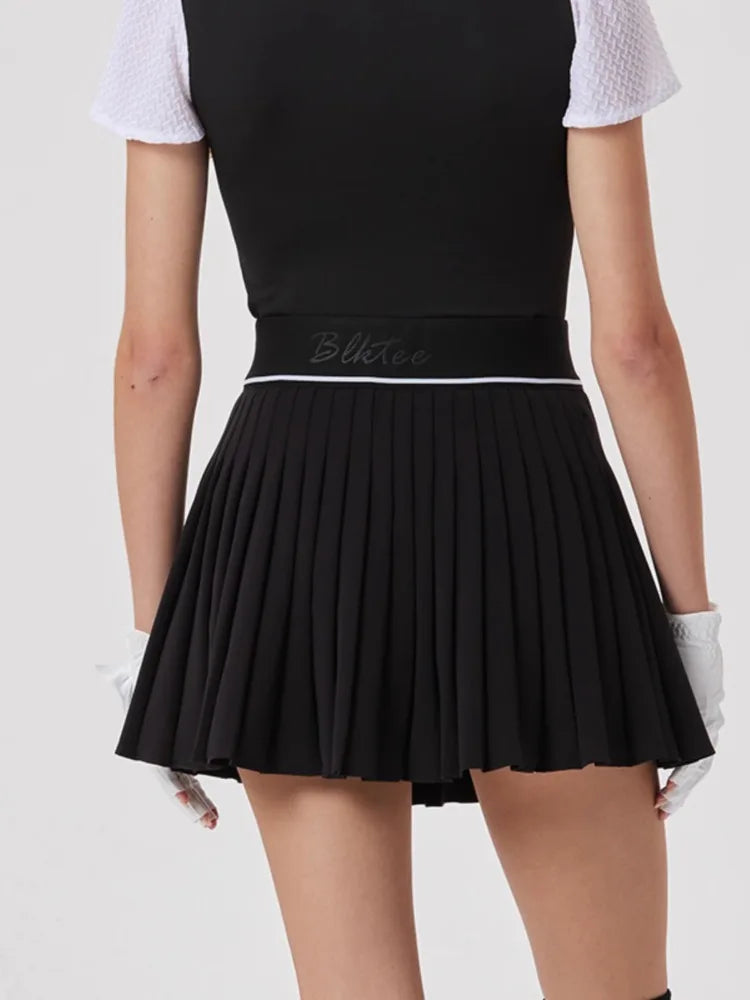 Spring Women High Waist Pleated Skirt Golf Tennis High-end Fashion New Sports Skort with Inner Shorts Ladies Golf Wear
