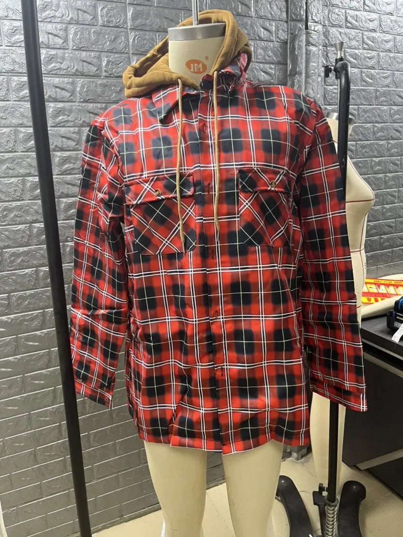 Men's Hooded Winter Jacket, Long-Sleeved, Loose-Fitting, Single Breasted