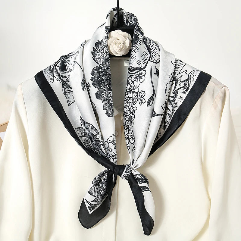 Square Satin Silk Scarf for Women, Casual All Seasons