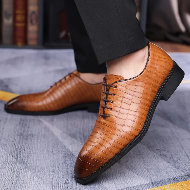 Luxury Mens Leather Shoes Retro Carved Lace-up Brogue Oxford Wedding Men Dress Shoes Male Formal Business Gentleman Office Shoes - Buy online at  Vibe In Cart.
