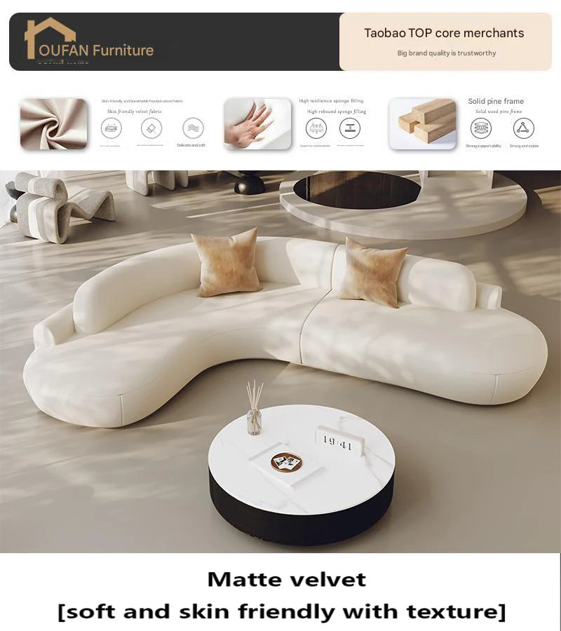 Large L-Shaped White Modern Minimalist Living Room Sofa