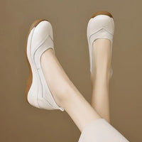 Women's White Soft - Leather Comfortable Wedge Flats - Breathable & Versatile - Buy online at  Vibe In Cart.