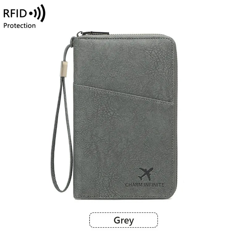 RFID Blocking Polyurethane Passport Holder with Zipper