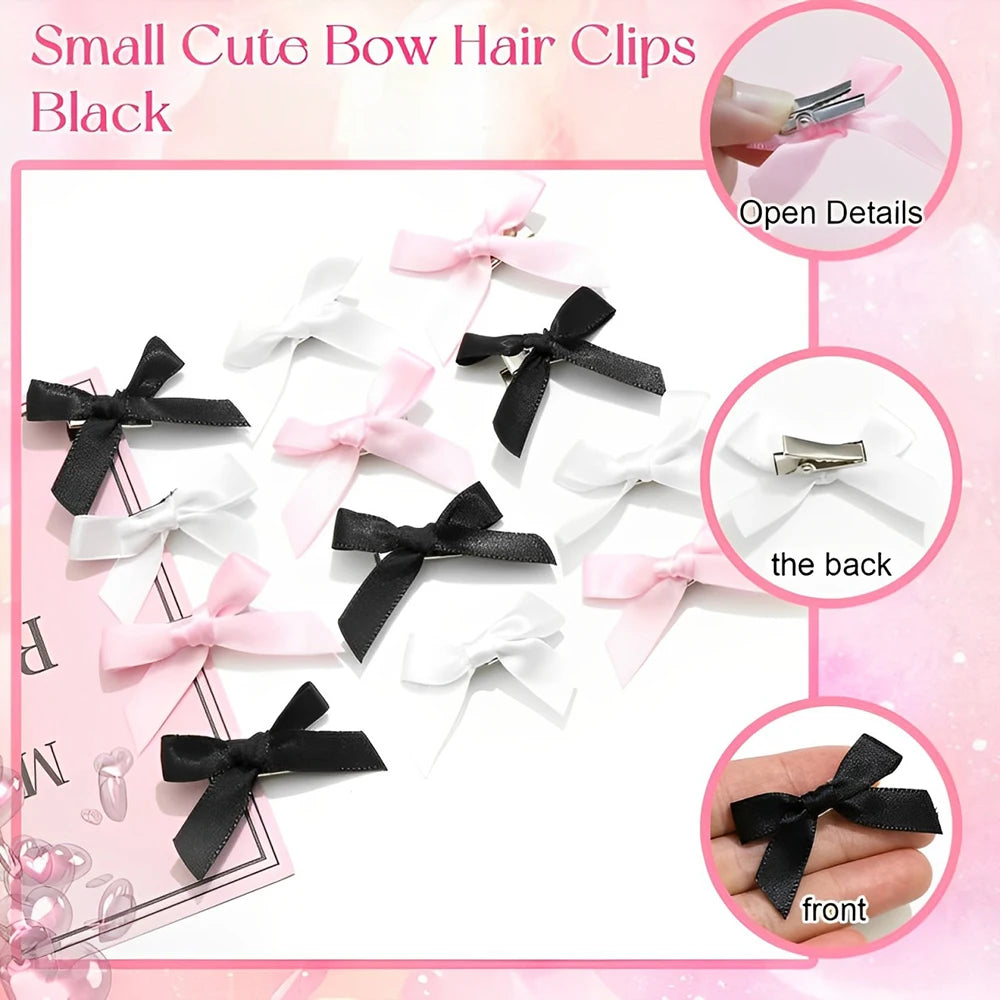 5-24Pcs Y2k Girls Bows Mini Hair Clips Metal Hairpin Headwear Barrette Handmade Ribbon Bow Bangs Clip Fashion Hair Accessories - Buy online at  Vibe In Cart.