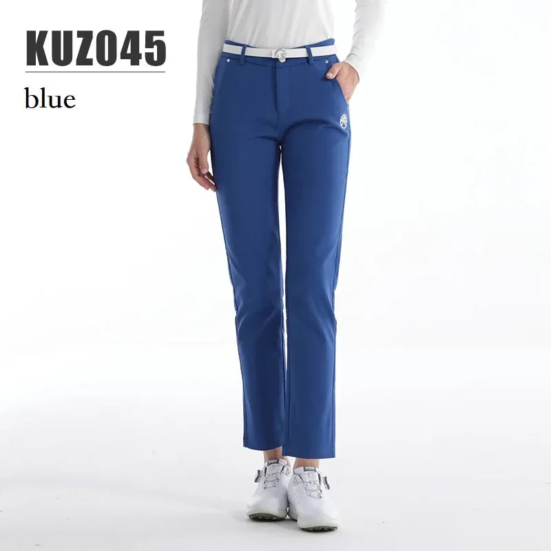 Women's Winter Fleece Golf Pants Thicken Windproof Slim Full Length