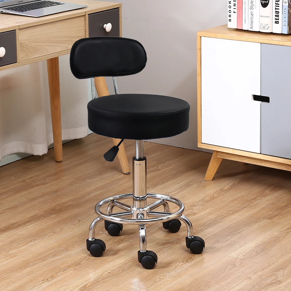 KKTONER PU Leather Rolling Stool Mid-Back with Footrest Height Adjustable Office Computer Home Drafting Swivel Task Chair - Buy online at  Vibe In Cart.