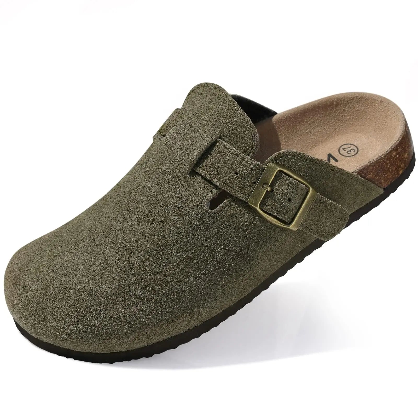 Unisex Suede Leather Outdoor Mules Slippers With Arch Support