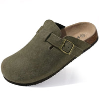 Unisex Suede Leather Outdoor Mules Slippers With Arch Support