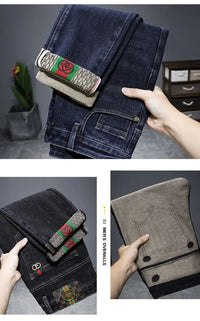 Casual Trendy Embroidered Men's Jeans Autumn winter New Arrival Slim Fit Charcoal Grey Trousers Wholesale For Fashion Lovers - Buy online at  Vibe In Cart.