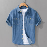 Light and Thin Summer Short-sleeved Denim Shirt for Men, Casual and Breathable, Sweat-wicking, Suitable for Daily Commuting. - Buy online at  Vibe In Cart.