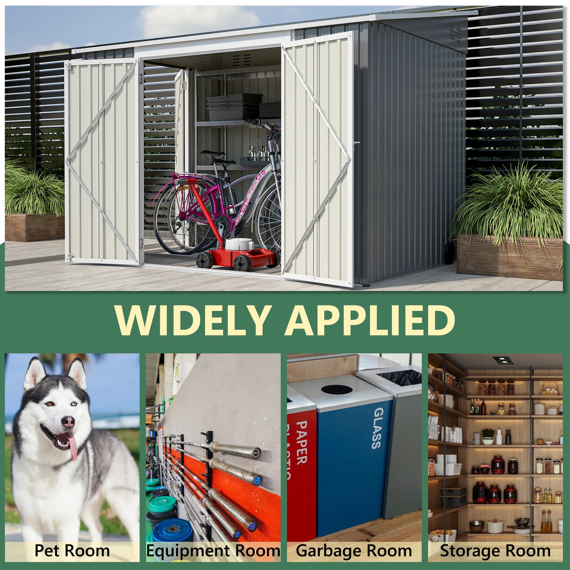 LZBEITEM 6 x 8 FT Metal Outdoor Storage Shed, Garden Tool Storage House with 2 Lockable Door for Backyard, Patio, Lawn, Gray - Buy online at  Vibe In Cart.