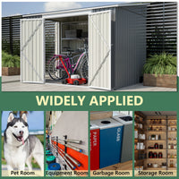 LZBEITEM 6 x 8 FT Metal Outdoor Storage Shed, Garden Tool Storage House with 2 Lockable Door for Backyard, Patio, Lawn, Gray - Buy online at  Vibe In Cart.