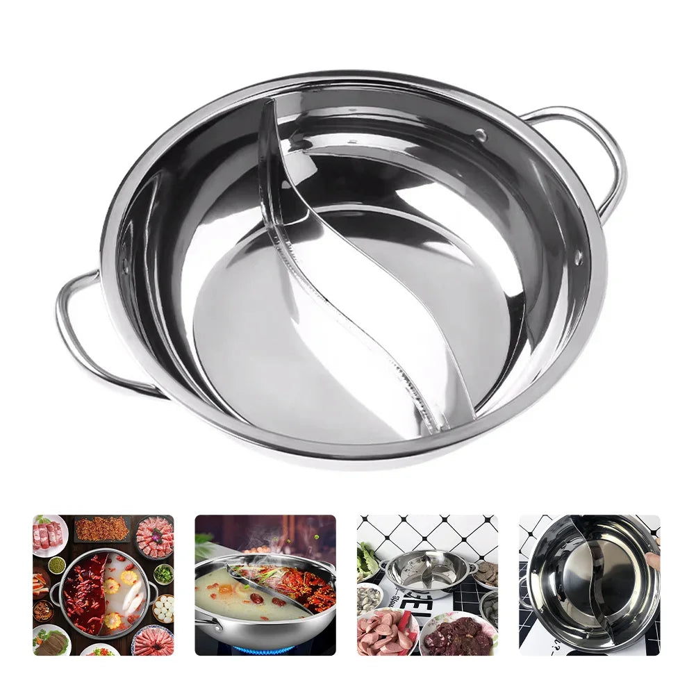 Pot Hot Shabu Divider Stainless Steel Cooking Cooker Induction Hotpot Divided Kitchen Cookware Flavor Pan Two Chinese Soup Dual - Buy online at  Vibe In Cart.