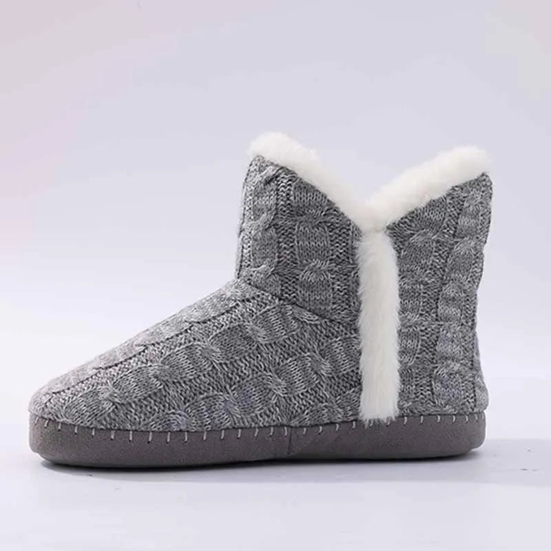 Litfun Winter Warm Plush Boots For Women Outdoor Soft Sole Non-slip Knit Furry Snow Boots Indoor Cozy Fur House Cotton Slippers - Buy online at  Vibe In Cart.