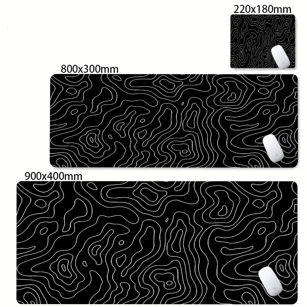 Large Waterproof Non-Slip Rubber Mouse Pad in Black and White