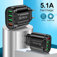 Vumpach 4 Ports USB Fast Charger Quick Charge 3.0 48W Wall Mobile Phone Fast Charging For iPhone Samsung Xiaomi  Adapter Travel - Buy online at  Vibe In Cart.