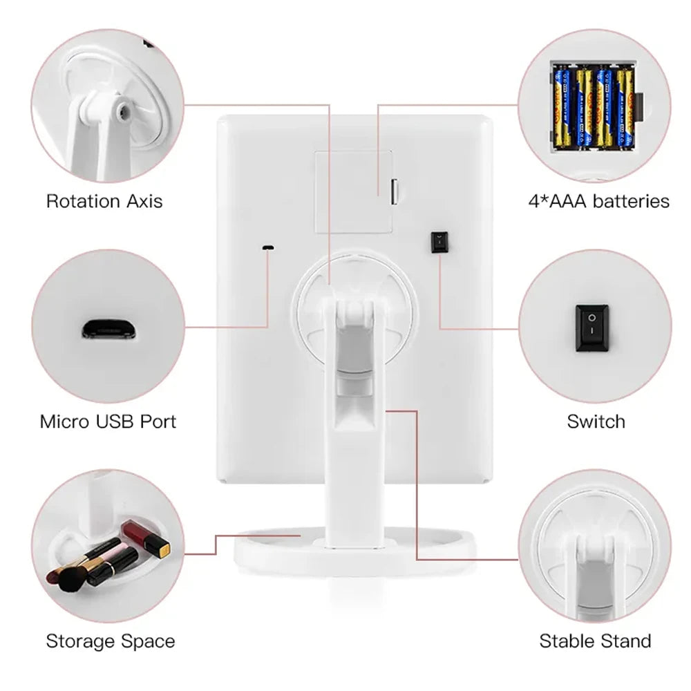 Vanity Makeup Mirror with Light 2X/3X/10X Magnification Lighted Cosmetic Mirror Touch Control Trifold Dual Power Supply Portable - Buy online at  Vibe In Cart.