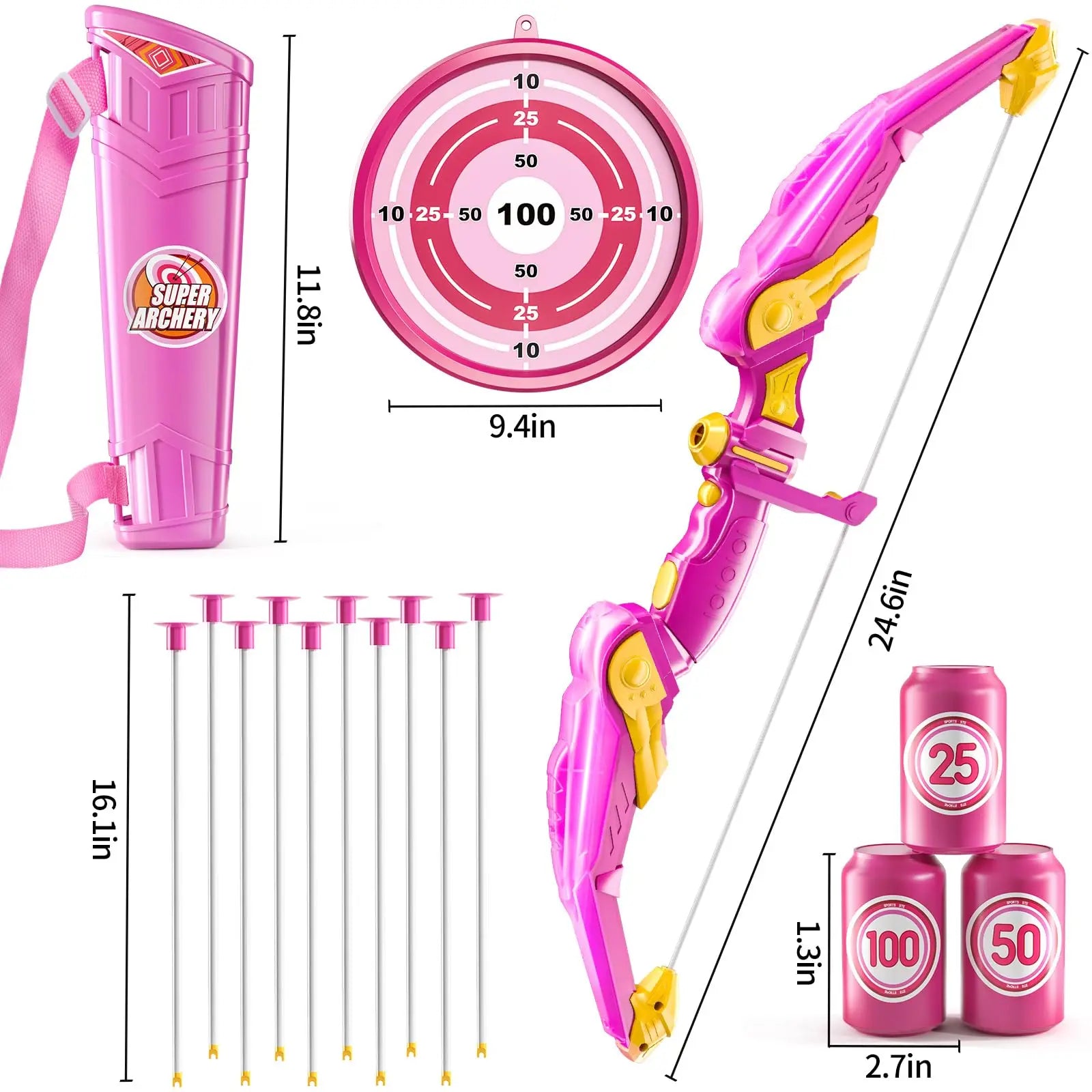 Kids Bow and Arrow Set, LED Light Up Archery Toys Set for Kids Ages 4-8 8-12, with 10 Suction Cup Arrows, Target & Quiver, Boys - Buy online at  Vibe In Cart.