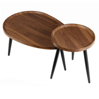 Round Coffee Table Set of 2 Rustic for Living Room Modern Nesting Tables for Balcony Office with Wood Table Top And Metal Legs - Buy online at  Vibe In Cart.