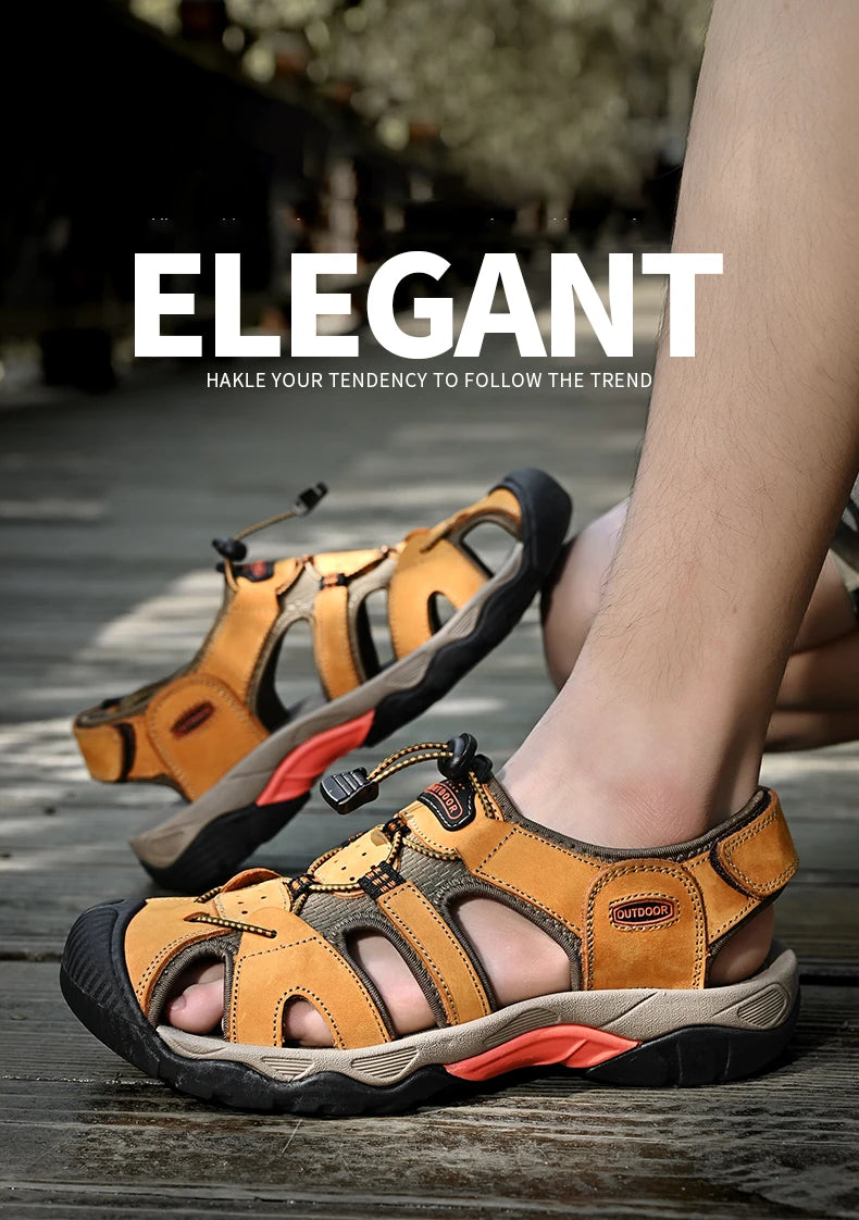 Summer Men's Sandals Classic Genuine Leather Sandals Fashion Outdoor Hiking Shoes Light  Breathable Non-slip Sneakers 38-48 - Buy online at  Vibe In Cart.