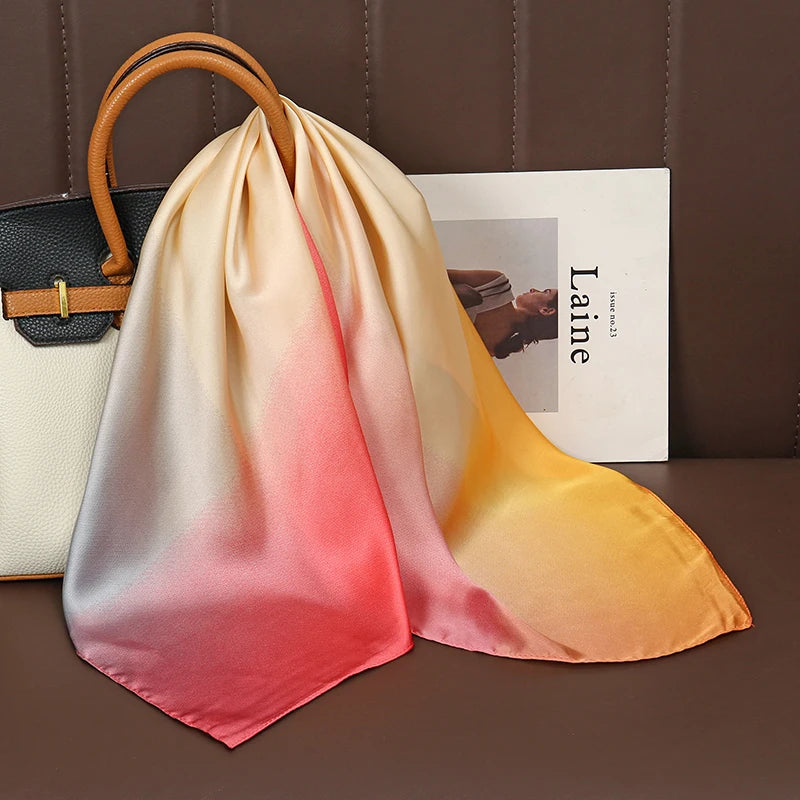 Square Satin Silk Scarf for Women, Casual All Seasons