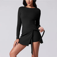 VITALINOVO Womens High Neck Tennis Dress Long Sleeve Sarong Wrap Skirt Built in Shorts Golf Athletic Dress Workout Rompers - Buy online at  Vibe In Cart.