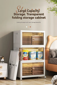Folding storage cabinet, multi-layer large capacity, simple and modern transparent storage cabinet, clothes and toys storage - Buy online at  Vibe In Cart.