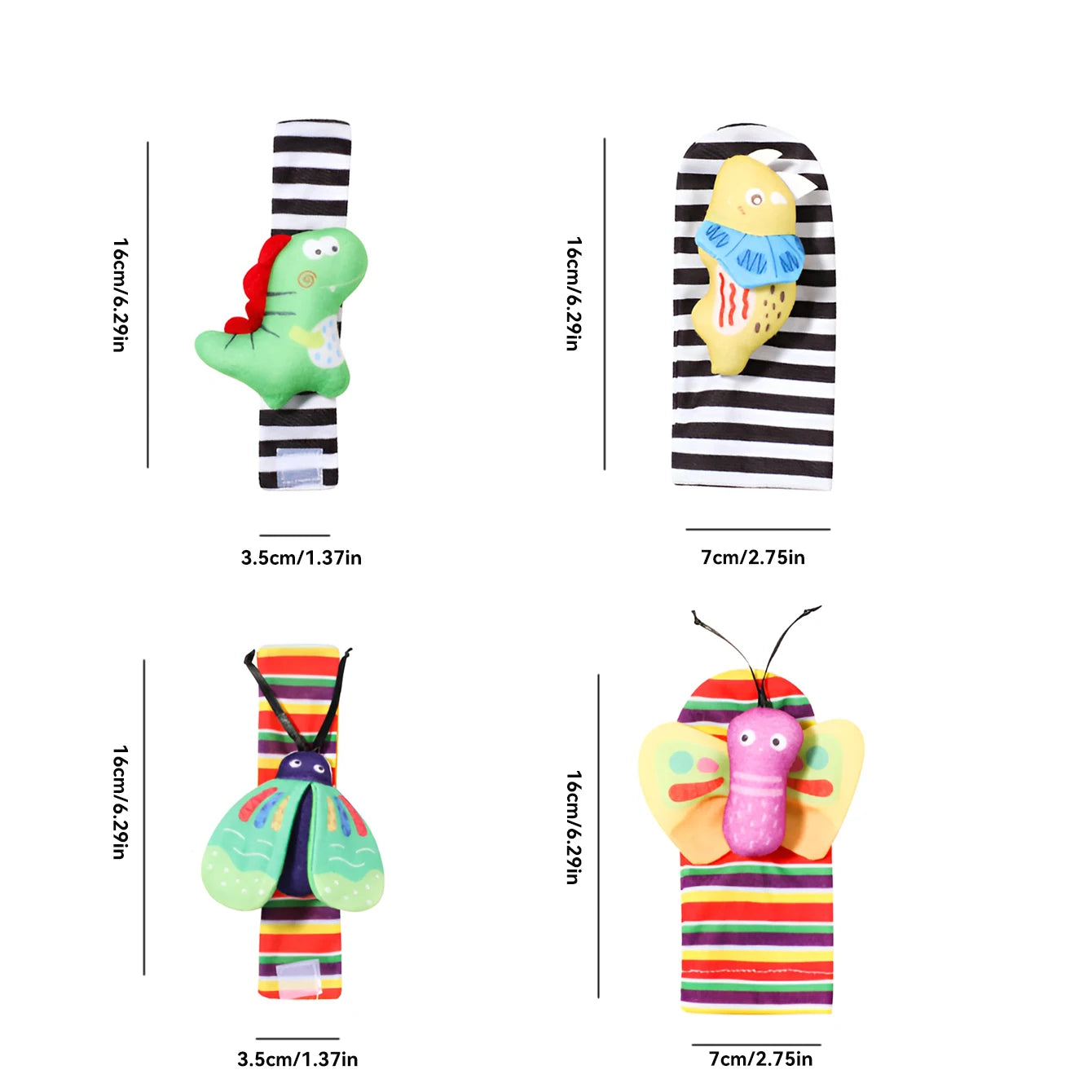 Baby toys - Newborn wrist bell rattle sock with sound paper toy for soothing and early education set - Soft touch