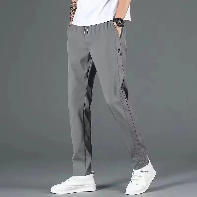 Summer  Breathable Ice Silk Casual Pants Large Size Straight Versatile Comfortable Thin Quick-drying Men's Drawstring Sweatpants - Buy online at  Vibe In Cart.