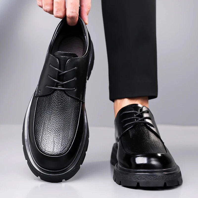 Men's Lace-Up Formal Oxford Shoes with Rubber Outsole