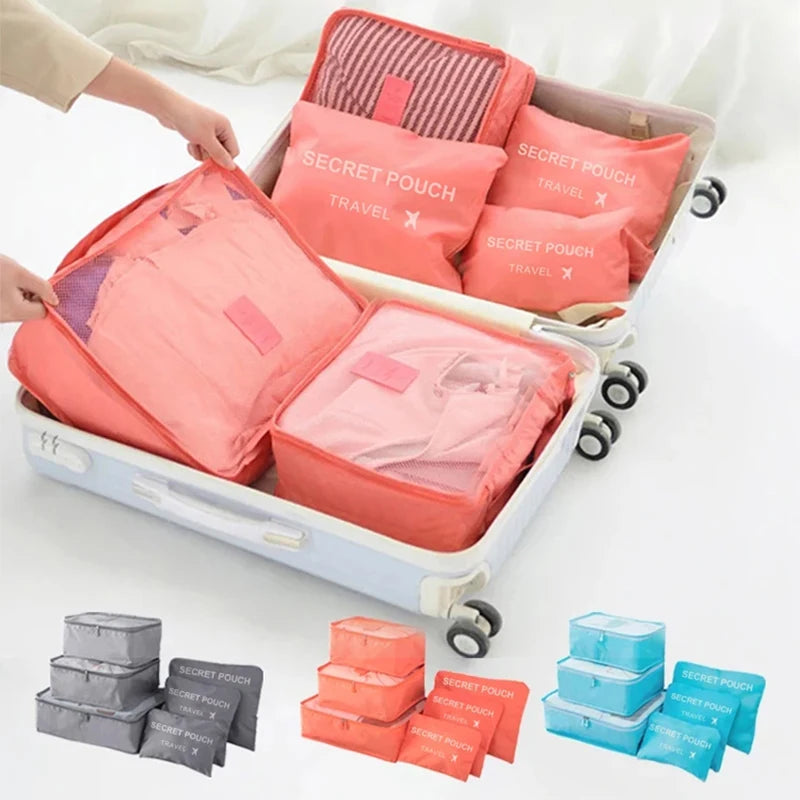 6 Piece Waterproof Oxford Travel Packing Cubes Set