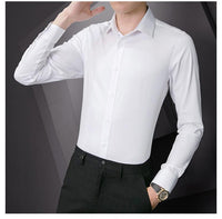 New Plus Size Men Solid Color Business Shirt Fashion Classic Basic Casual Slim White Long Sleeve Shirt Brand Clothes - Buy online at  Vibe In Cart.