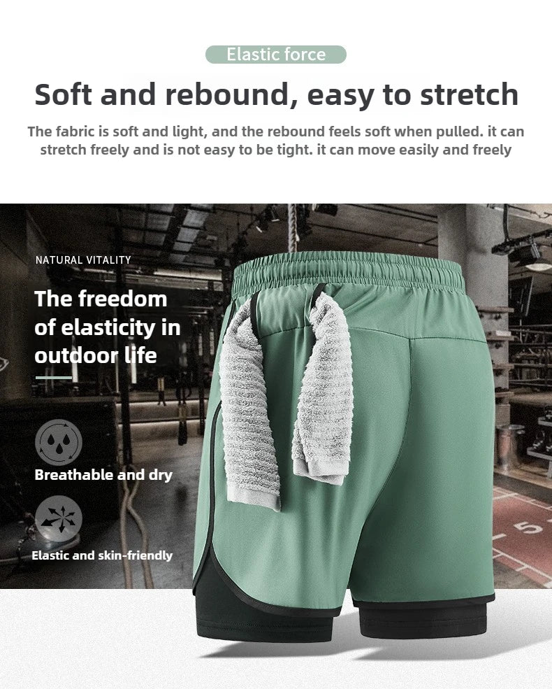 Men Running Shorts Gym Sports 2 in 1 Quick Dry Workout Training Gym Fitness Jogging Short Sweatpants Summer Hot Men Sportswear - Buy online at  Vibe In Cart.