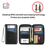 Multifunctional Travel Passport Wallet with RFID Protection in Microfiber Leather