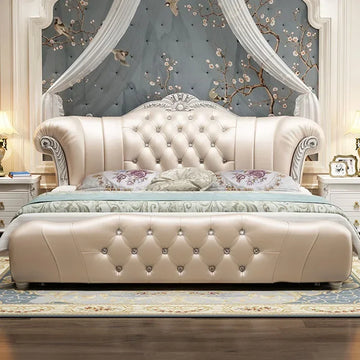 Wood Modern Bed Luxury Leather Classic Wedding Bed European Confortable Safe Camas De Matrimonio Dormitorio Bedroom Furniture - Buy online at  Vibe In Cart.