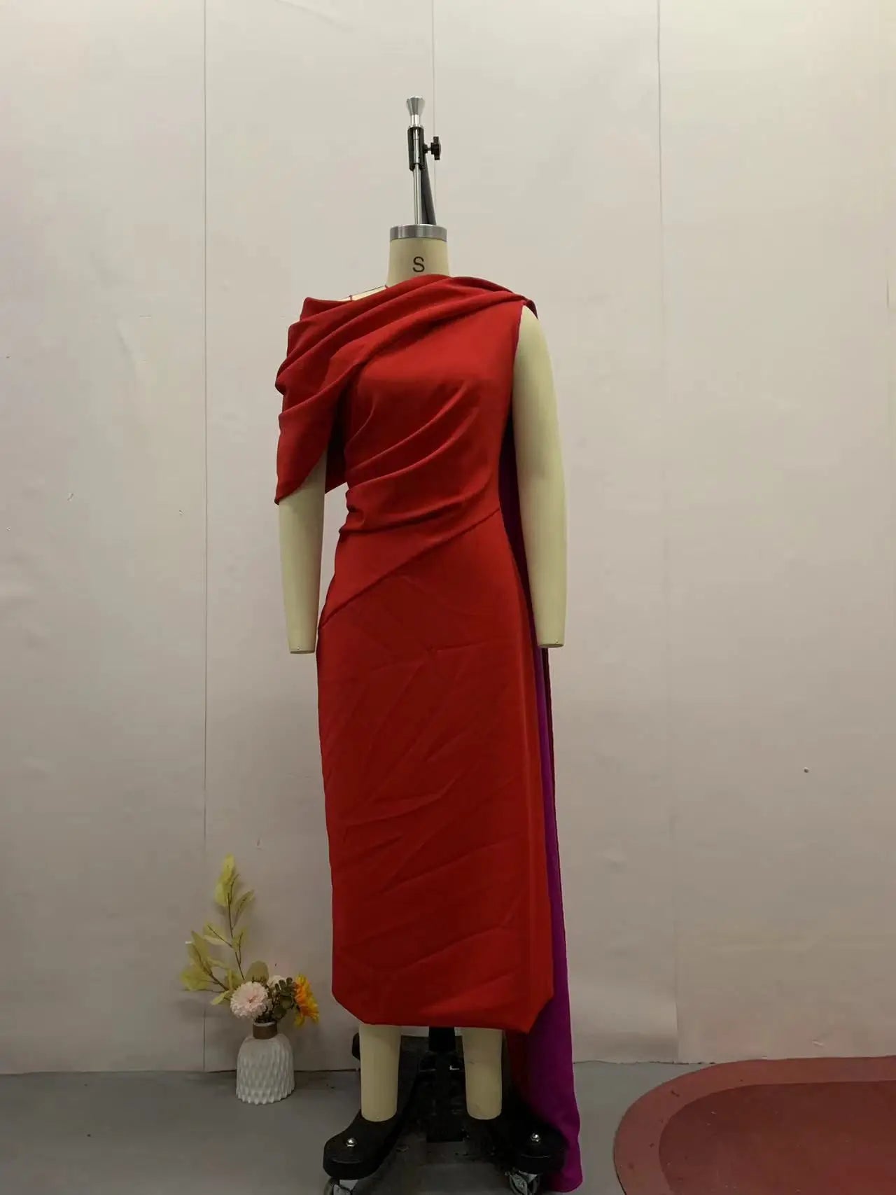 Women's Mid-Calf O-Neck Polyester Tatting Weave Dress with Three-Dimensional Decoration