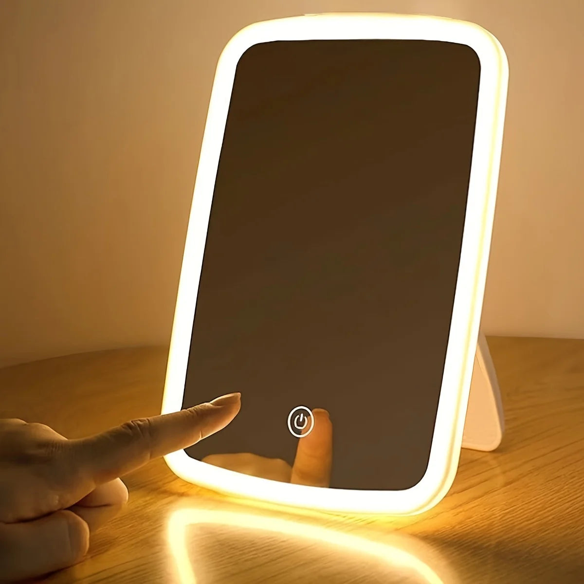 LED Makeup Mirror with Touch Sensor 3 Color Lighting  Adjustable Brightness Folding Tabletop Cosmetic Mirror with USB Charging - Buy online at  Vibe In Cart.
