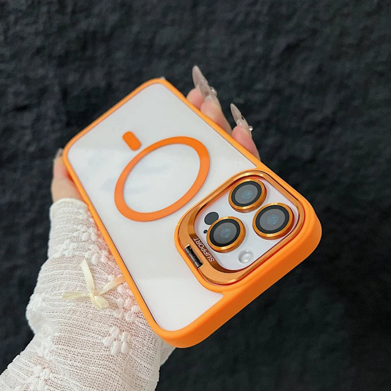 Full Coverage Transparent Magnetic Phone Case with Stand