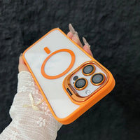 Full Coverage Transparent Magnetic Phone Case with Stand