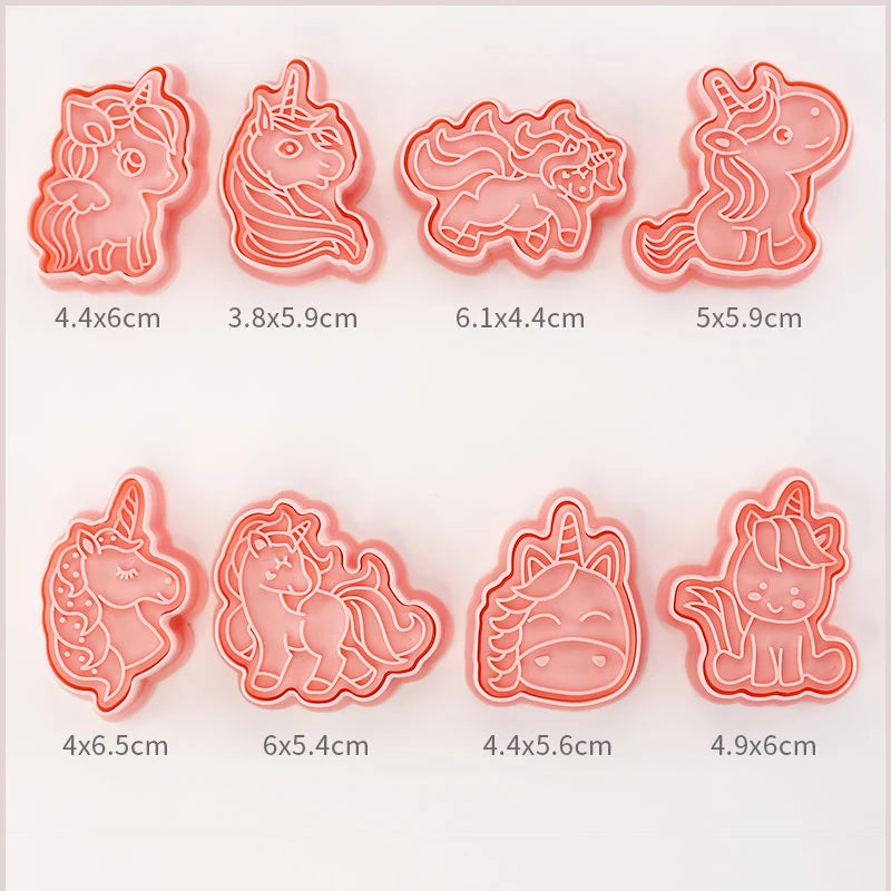 8-Piece Plastic 3D Cookie Cutters Set with Cartoon Designs
