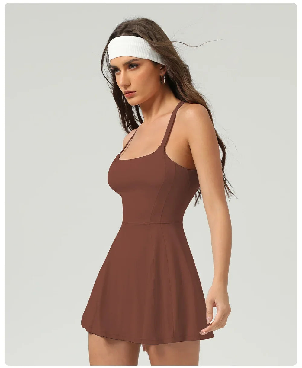 Ice Sensation Tennis Dresses Women Summer Breathable Slim Sport Active Dresses Outdoor Soft Yoga Golf  Workout Clothes 2025