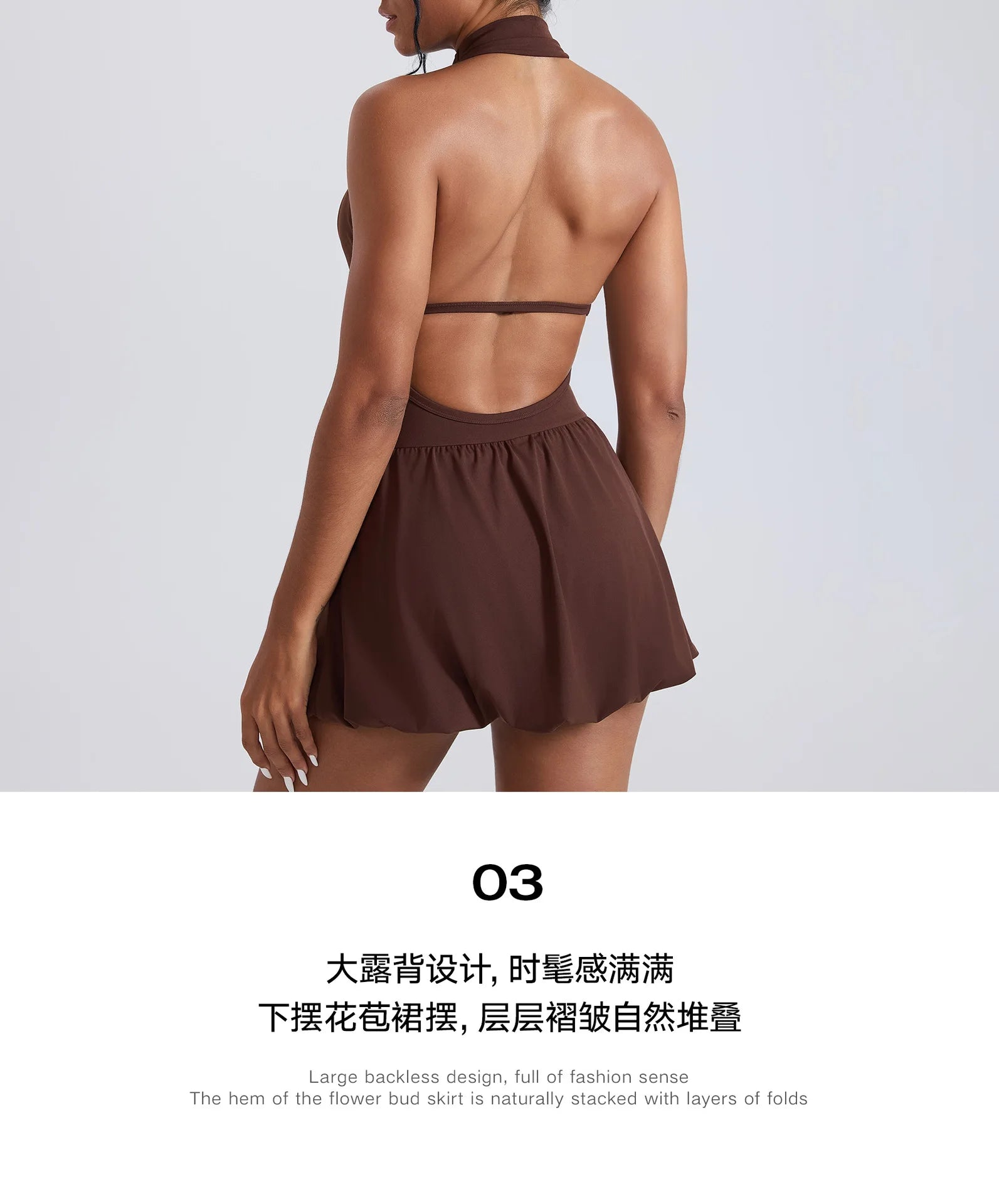 Women Tennis Dresses Quick Drying High Neck Backless Golf Skirt  Built in Shorts with Pockets Gym Running Yoga Dress