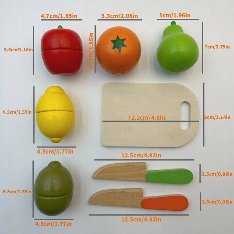 Simulation Kitchen Pretend Toy Wooden Classic Game Montessori Educational Toy for Children Kids Gift Cutting Fruit Vegetable