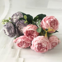 30cm Rose Pink Silk Peony Artificial Flowers Bouquet 5 Big Head and 4 Bud Cheap Fake Flowers for Home Wedding Decoration indoor - Buy online at  Vibe In Cart.