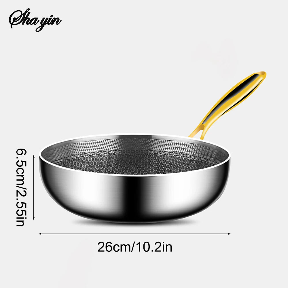 316 Stainless Steel Frying Pan Wok Non-stick Cooking Honeycomb Steak Gas Stove Pot Induction General Saucepan Kitchen Cookware - Buy online at  Vibe In Cart.
