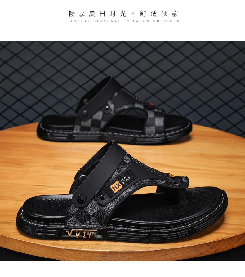 Men's Casual Flip-Flop Sandals with Microfiber Upper and PVC Outsole