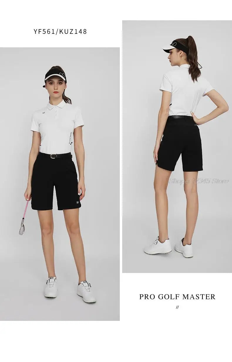 Pgm Women Summer Golf Shorts Elastic Casual Half Trousers Ladies Sports High Waist Shorts Slim Golf Clothing Tennis Wear