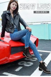 Women's Chunky Sole Ankle Boots     Lace-Up & Side-Zip Combat Boots Winter Fleece-Lined Booties Versatile Leather Boots Platfo - Buy online at  Vibe In Cart.