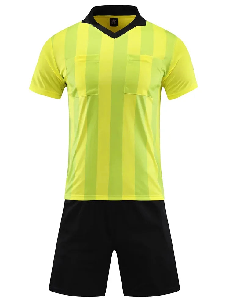 Men's Polyester Soccer Referee Uniform with Jersey and Shorts