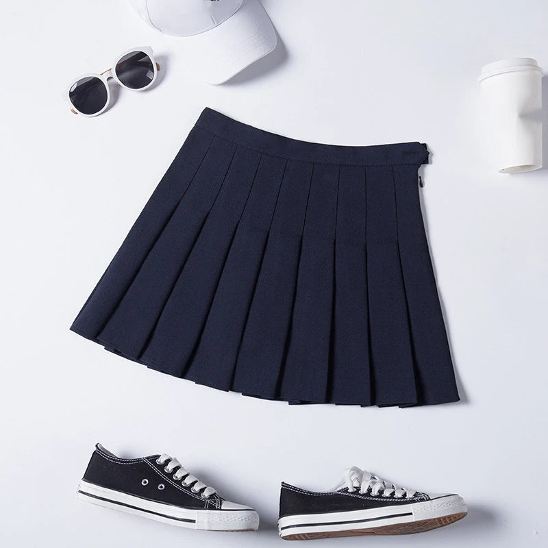 Pleated Skirt For Women 2023 Summer Grey Plaid  A-Line High Waist Mini Faldas Korean Style College Style Girl Black Short Skirts - Buy online at  Vibe In Cart.